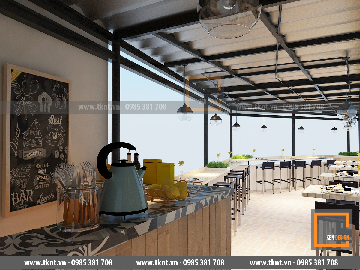 thiết kế quán cà phê phong cách rustic